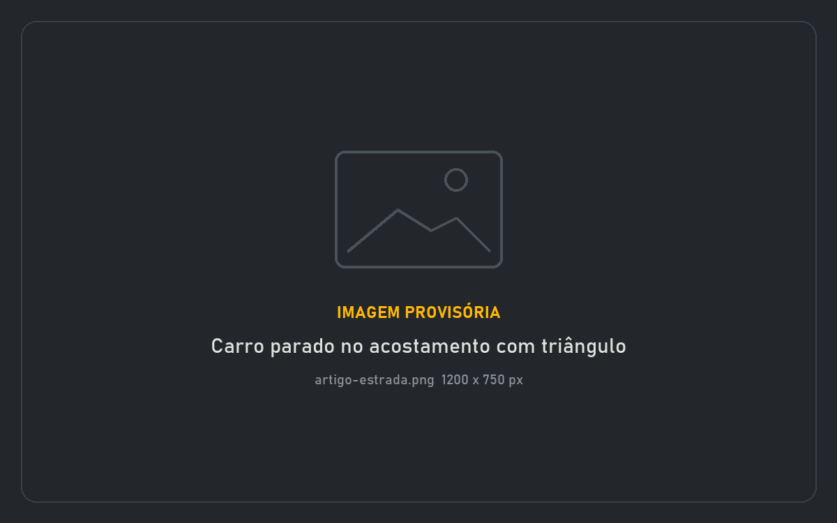 Carro parado no acostamento com triângulo de sinalização